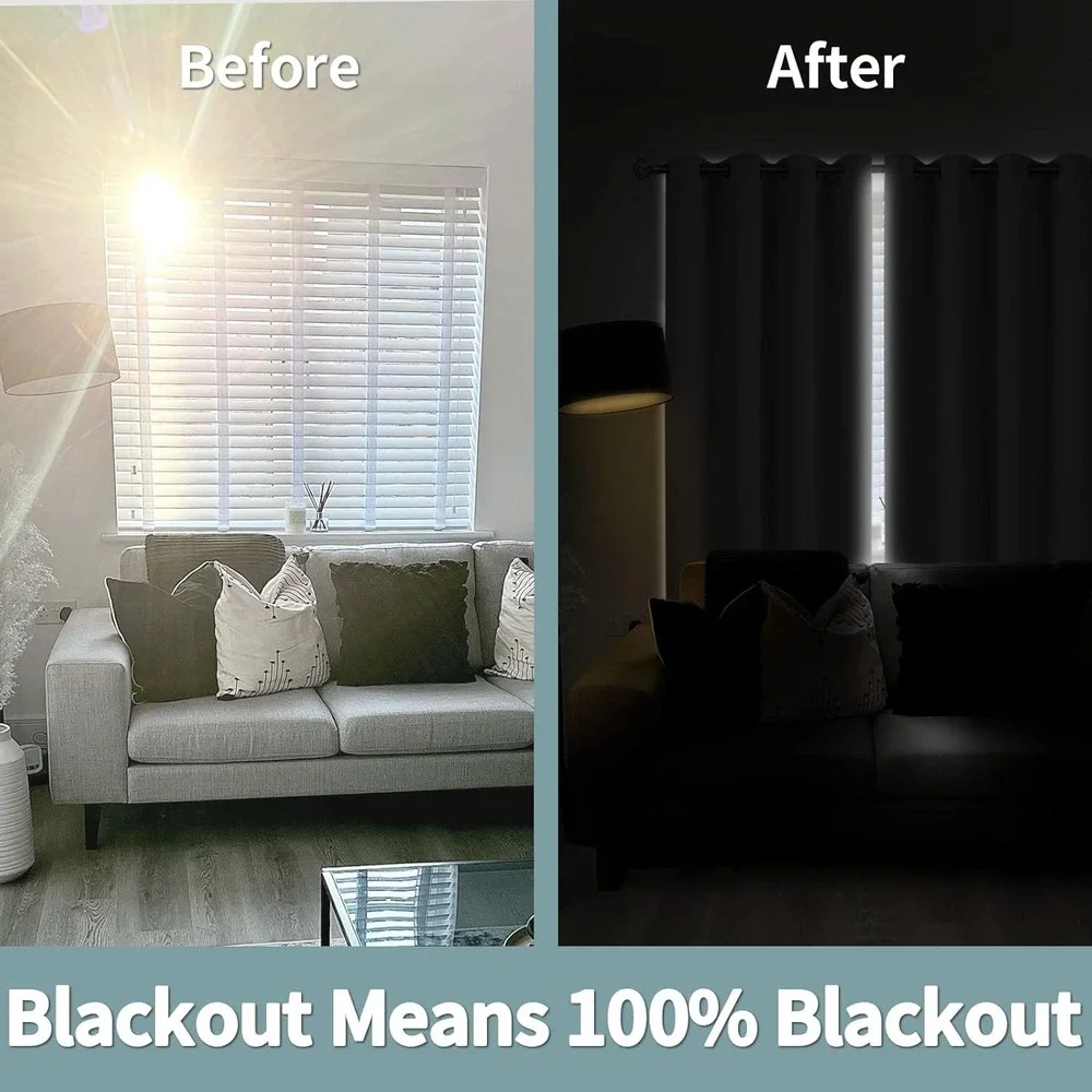 Blackout Curtains‎ White Thermal Insulated Room Darkening Window Curtain Panels